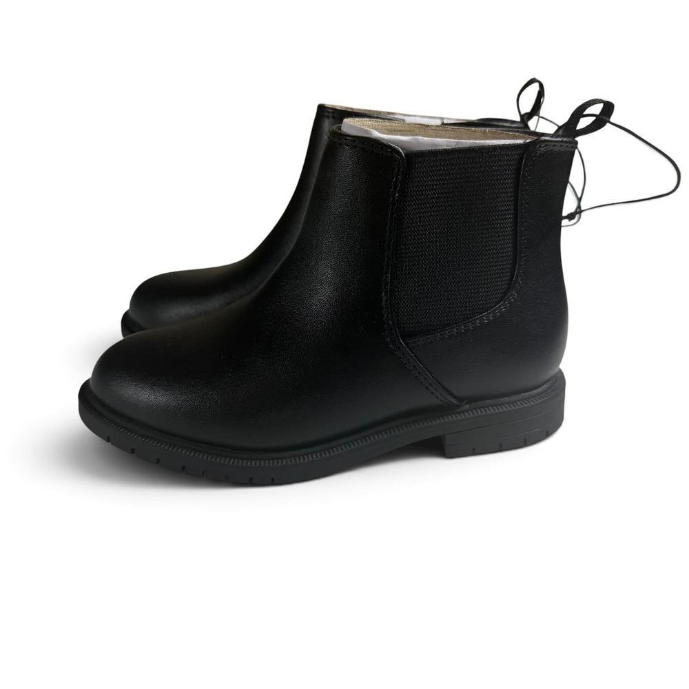 Cat & Jack Tanner Black Chelsea Boots Toddler Size 9 Side Zip Faux Leather